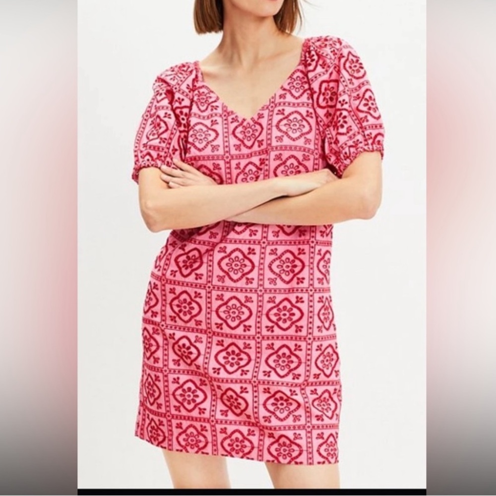 LOFT Pink Geometric Mini Dress